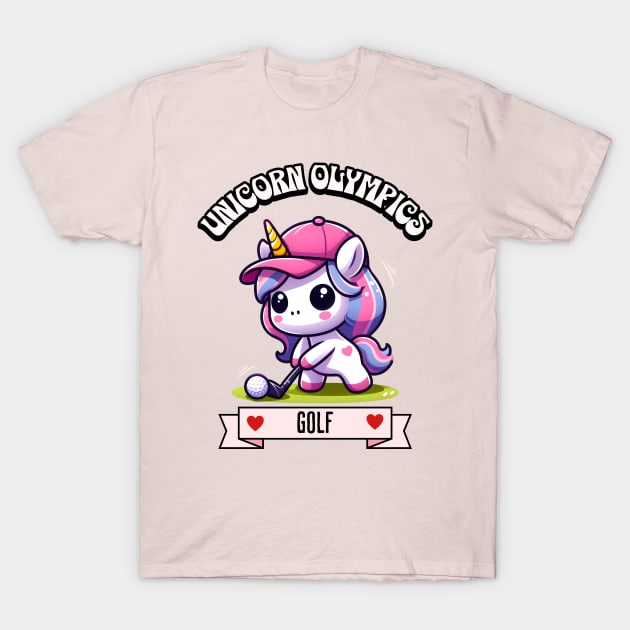 Golf Unicorn Olympics 🏌🏼‍♀️🦄 -  Tee Up Cuteness! T-Shirt by Pink & Pretty